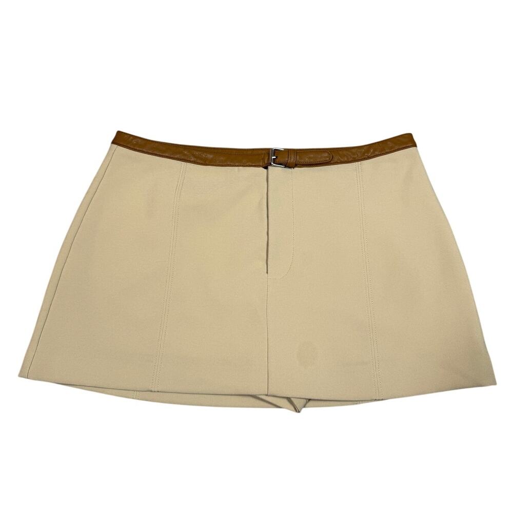 Zara Tan Mini Skirt Built In Shorts Womens Size M